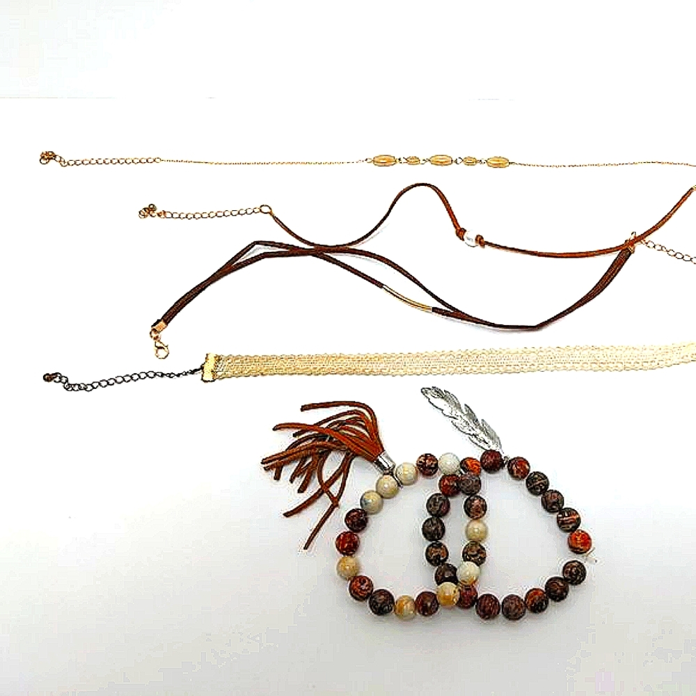 Assortment chokers and stone bead bracelets